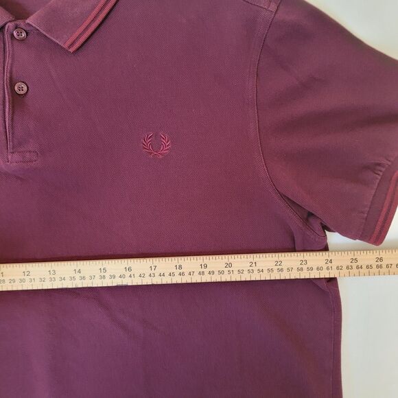 Fred Perry Polo Shirt Men’s XXL Burgundy Red Twin Tipped Cotton Classic - Picture 5 of 8